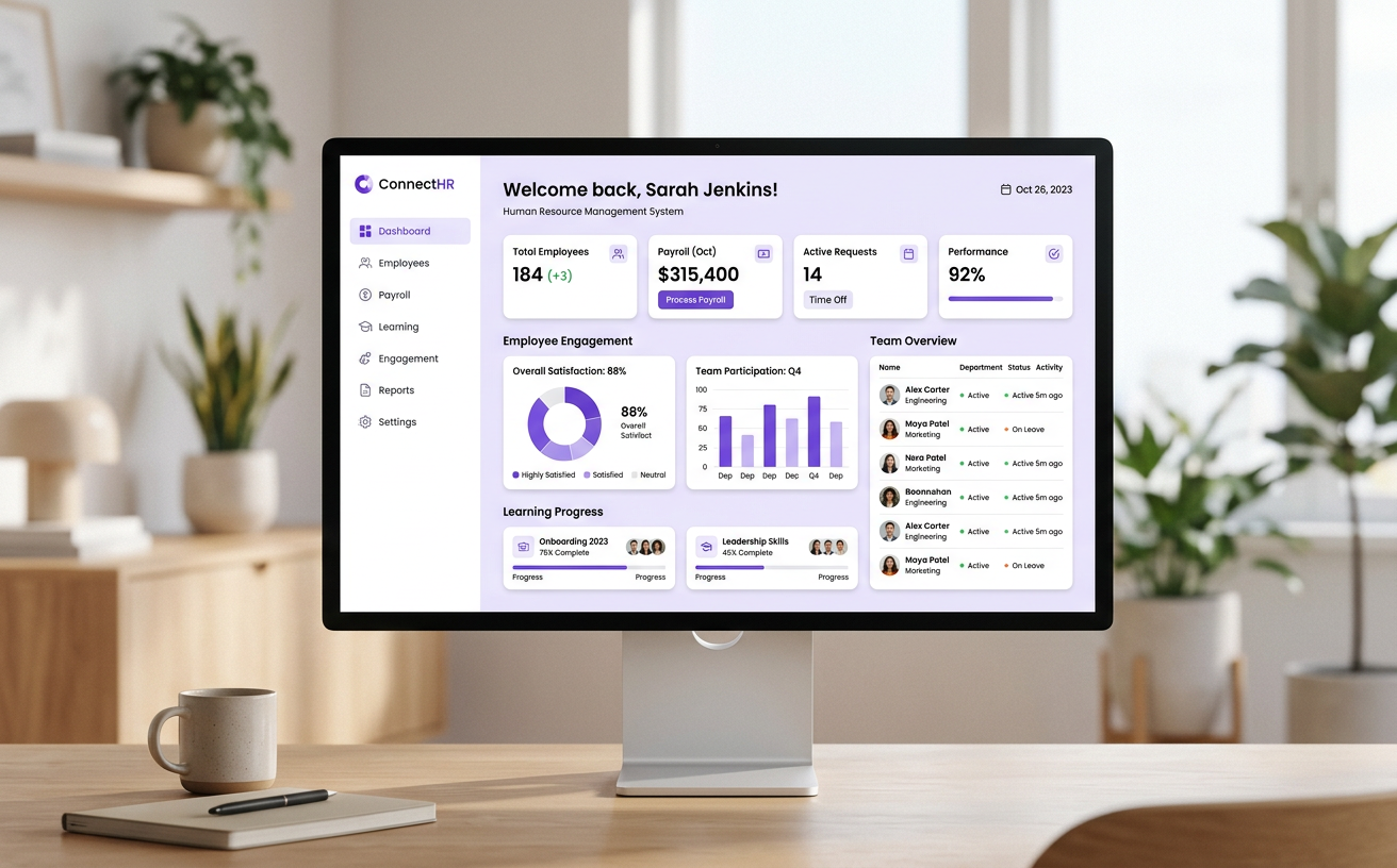 HRMS Dashboard design mockup